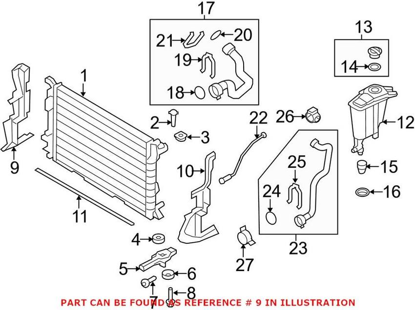 Audi Radiator Support Baffle - Passenger Side 8K9121284D